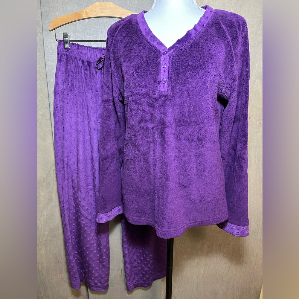 Purple Cozy Plush Minky Fleece Pajama Set M